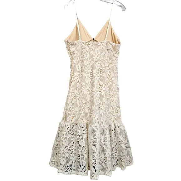 Nwt Romeo &amp; Juliet Couture Creme Embroidered Floral Lace/Geometric Midi Dress