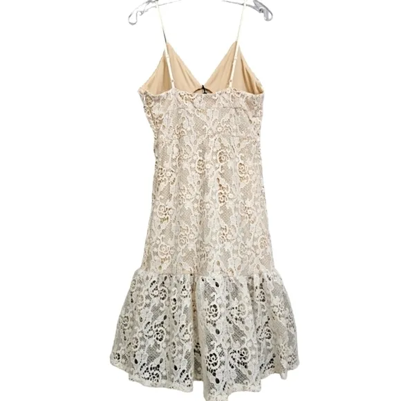 Nwt Romeo &amp; Juliet Couture Creme Embroidered Floral Lace/Geometric Midi Dress