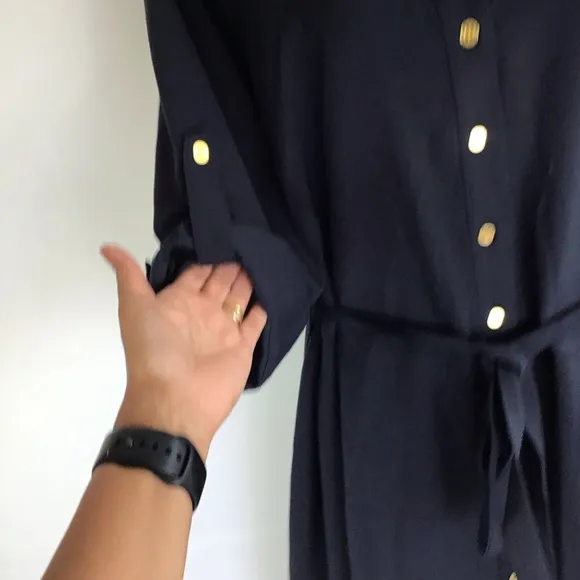 NWT- SHARAGANO (NY) WOMEN DEEP NAVY BLUE COLLARD BUTTON DOWN SHIRT DRESS SZ 24W
