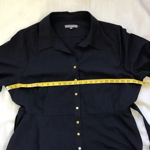 NWT- SHARAGANO (NY) WOMEN DEEP NAVY BLUE COLLARD BUTTON DOWN SHIRT DRESS SZ 24W