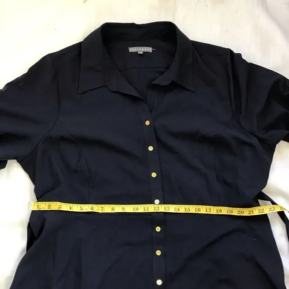 NWT- SHARAGANO (NY) WOMEN DEEP NAVY BLUE COLLARD BUTTON DOWN SHIRT DRESS SZ 24W
