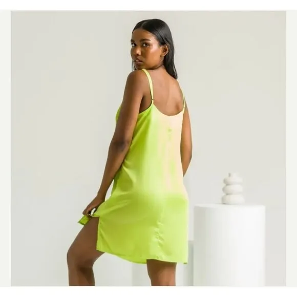 NWT Silky Bamboo Slip Dress Lime Green Soft Cooling Fabric, Date Night, Size XS
