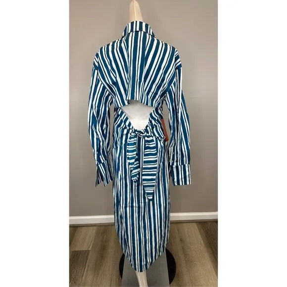 NWT Simon Miller Striped Button Front Kerr Poplin Midi Shirt Dress Small $315