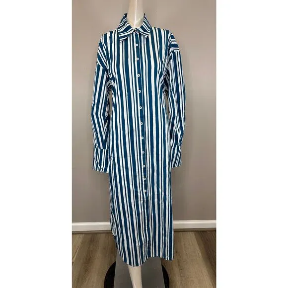NWT Simon Miller Striped Button Front Kerr Poplin Midi Shirt Dress Small $315