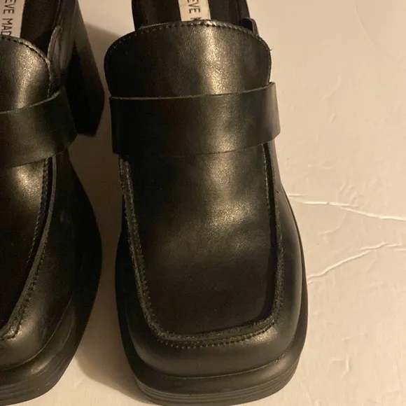 NWT Steve Madden Mules, Clogs, Platform, Neutral, Block Heel, 4”, Leather, Sz 9