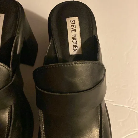 NWT Steve Madden Mules, Clogs, Platform, Neutral, Block Heel, 4”, Leather, Sz 9
