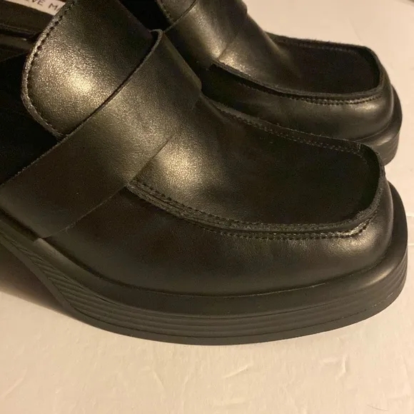 NWT Steve Madden Mules, Clogs, Platform, Neutral, Block Heel, 4”, Leather, Sz 9