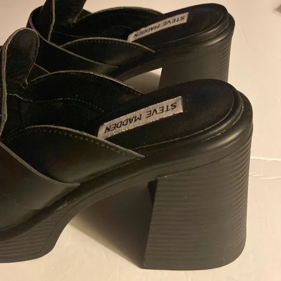 NWT Steve Madden Mules, Clogs, Platform, Neutral, Block Heel, 4”, Leather, Sz 9