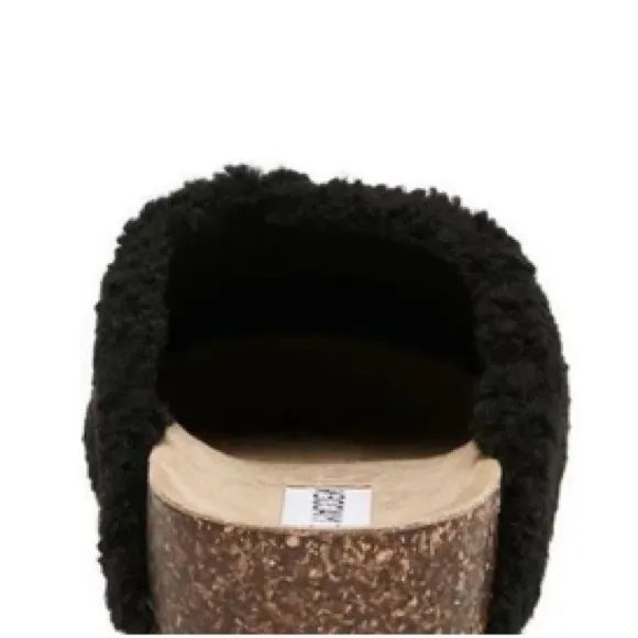 NWT Steve Madden Women’s Black Slip-On, Sherpa Mule, VESA ARCH Size 5.