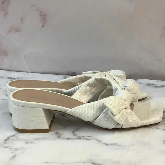 NWT Stuart Weitzman Slide White Block Heels, Size 6