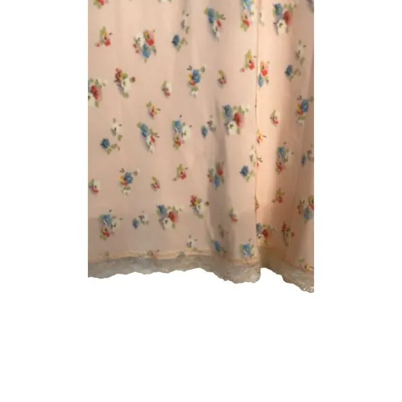 NWT Topshop Size 8 Floral Peach Midi Slip Skirt Lace Trim Size 100% Polyester
