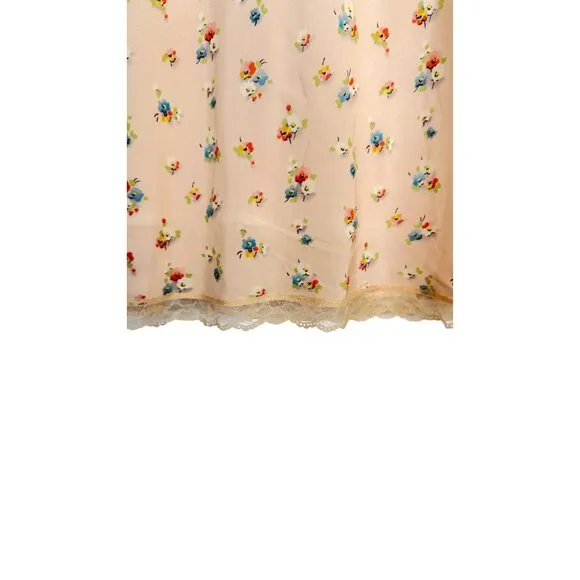 NWT Topshop Size 8 Floral Peach Midi Slip Skirt Lace Trim Size 100% Polyester