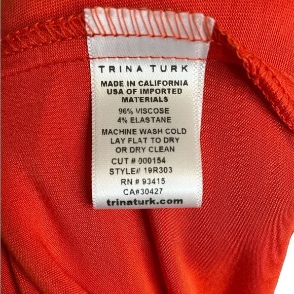 Nwt Trina Turk Bird of Paradise Dress Tiger Lily Orange Fringe Sleeve S