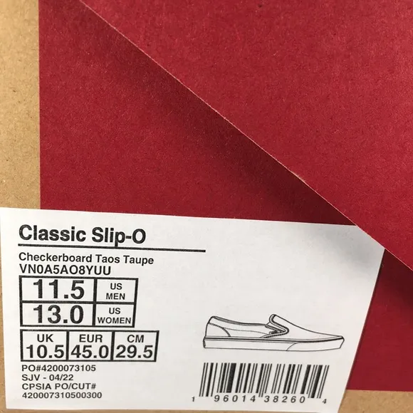 NWT Vans Classic Checkerboard Slip-Ons in Taos Taupe Men’s 11.5