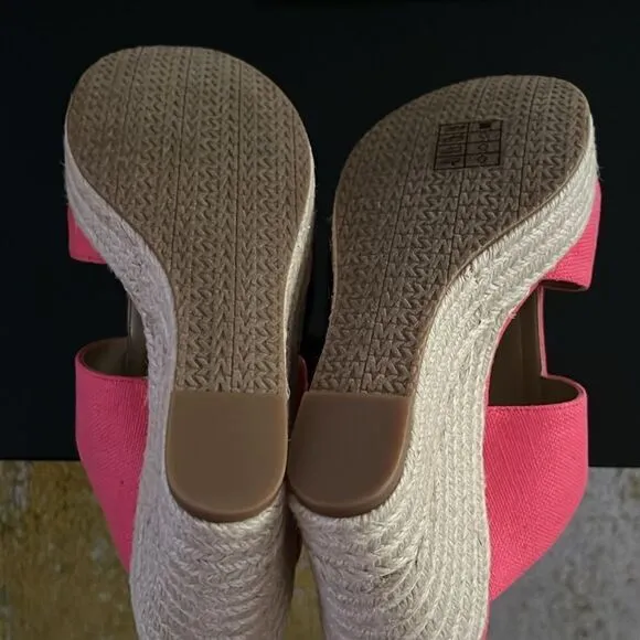 NWT Michael Kors espadrille platform wedge sandals pink 7.5