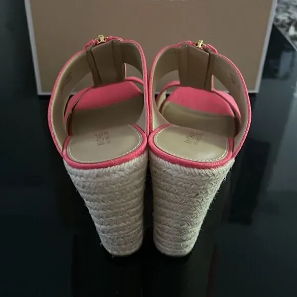 NWT Michael Kors espadrille platform wedge sandals pink 7.5