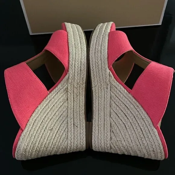 NWT Michael Kors espadrille platform wedge sandals pink 7.5