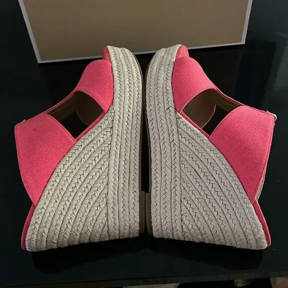 NWT Michael Kors espadrille platform wedge sandals pink 7.5