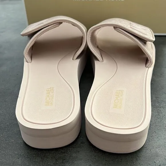 NWT Michael Kors logo platform slides pink 10