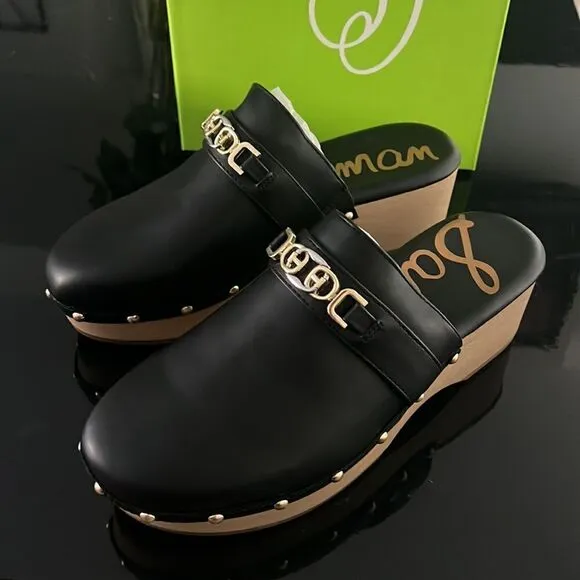 NWT Sam Edelman faux leather black clogs 11