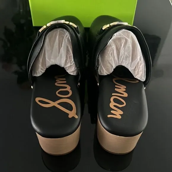 NWT Sam Edelman faux leather black clogs 11