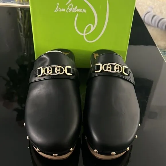 NWT Sam Edelman faux leather black clogs 11