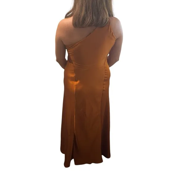 Obando Collective x RTR One Shoulder Orange Cooper Gown Size 6