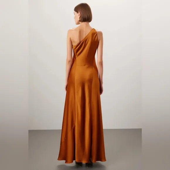 Obando Collective x RTR One Shoulder Orange Cooper Gown Size 6