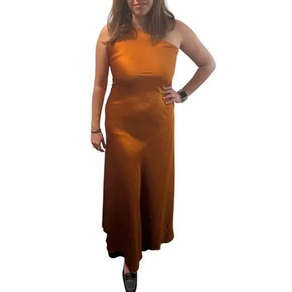 Obando Collective x RTR One Shoulder Orange Cooper Gown Size 6