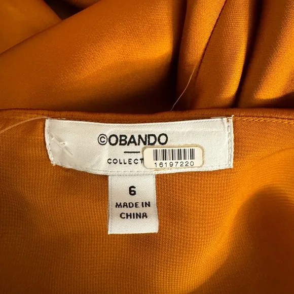 Obando Collective x RTR One Shoulder Orange Cooper Gown Size 6