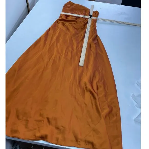 Obando Dress Womens 0 Orange Satin One Shoulder Slip Gown Cocktail Party