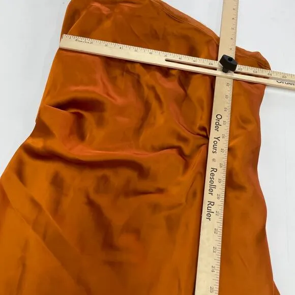 Obando Dress Womens 0 Orange Satin One Shoulder Slip Gown Cocktail Party