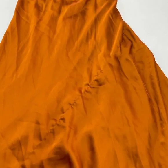 Obando Dress Womens 0 Orange Satin One Shoulder Slip Gown Cocktail Party