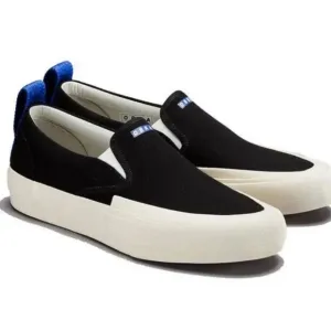 Obra 240 Canvas Slip-on Wrap-Toe Sneakers in Black/White/OBRA Blue