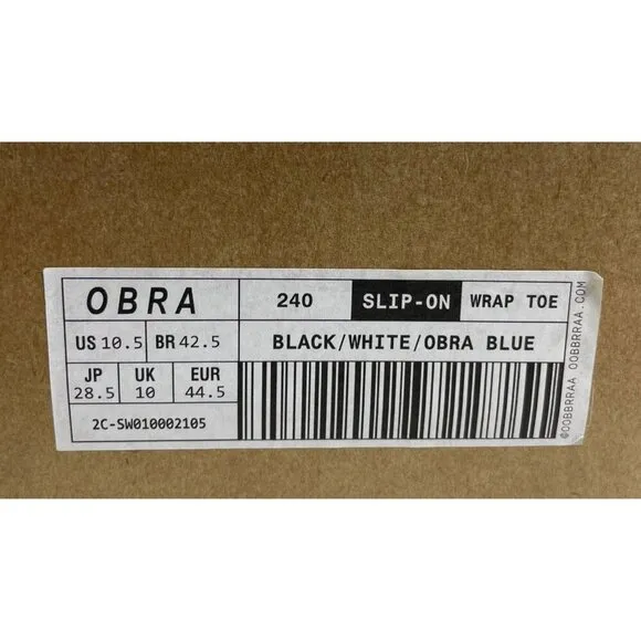 OBRA Terra Canvas Slip-on Wrap-Toe Black/Off White Sneakers Mens US 10.5 NEW