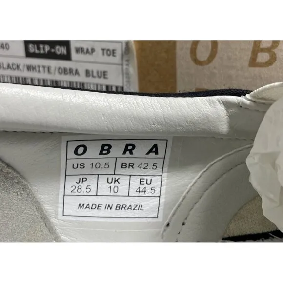 OBRA Terra Canvas Slip-on Wrap-Toe Black/Off White Sneakers Mens US 10.5 NEW