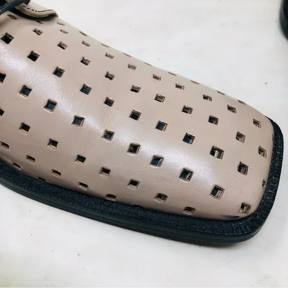 Olivier Square Perforated Bone Oxfords Italy