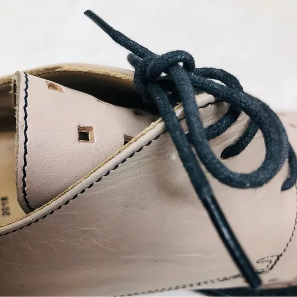 Olivier Square Perforated Bone Oxfords Italy