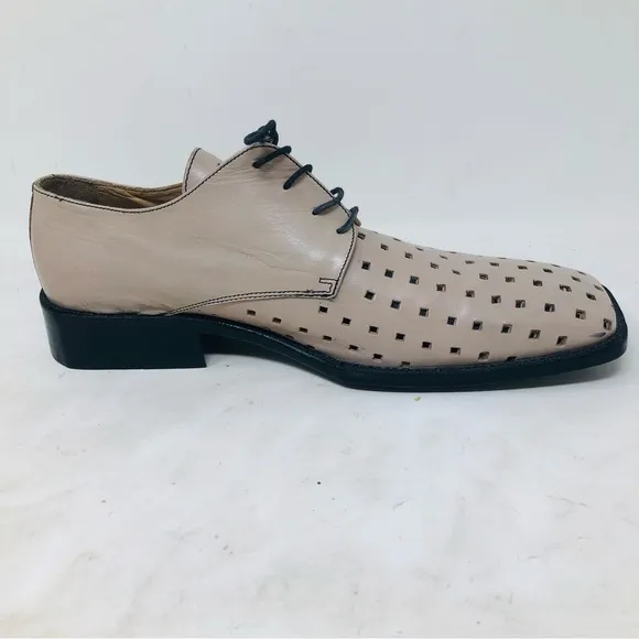 Olivier Square Perforated Bone Oxfords Italy