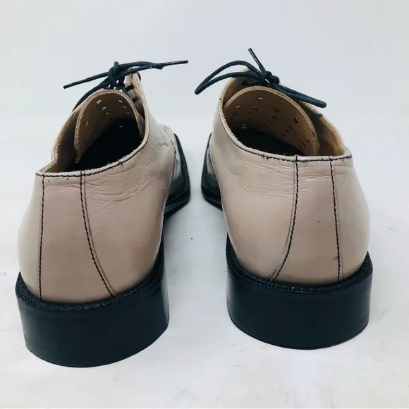 Olivier Square Perforated Bone Oxfords Italy
