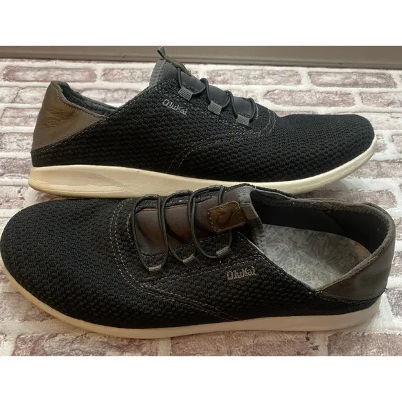 Olukai Alapa Li 10.5 Black Slip On Shoes No Tie Slip Resistant Drop In Heel