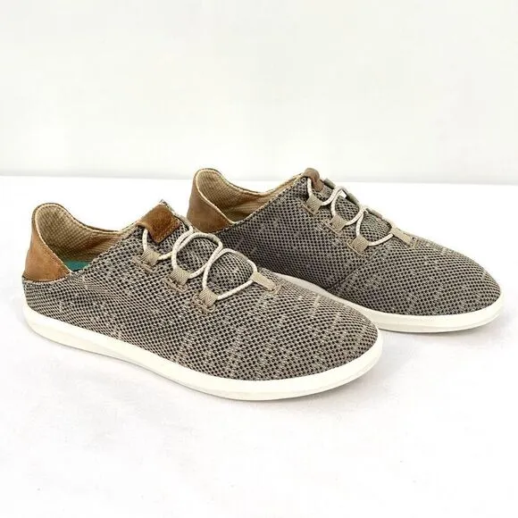 OluKai Hale'Iwa Li Ha'a Silt Knit Mesh Leather Slip On Bungee Laced Sneaker 7.5