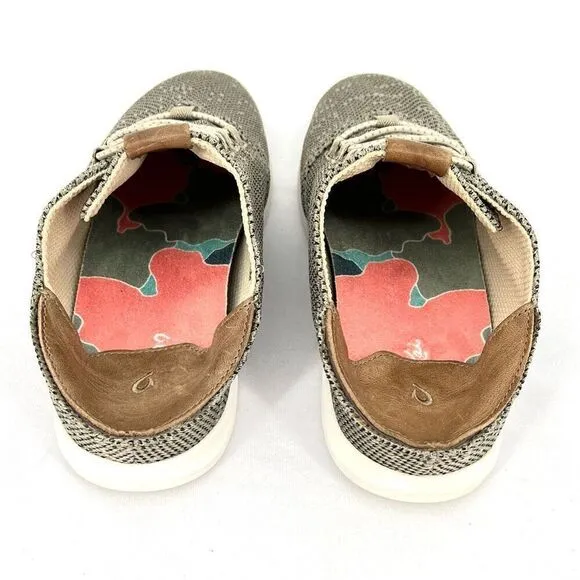 OluKai Hale'Iwa Li Ha'a Silt Knit Mesh Leather Slip On Bungee Laced Sneaker 7.5