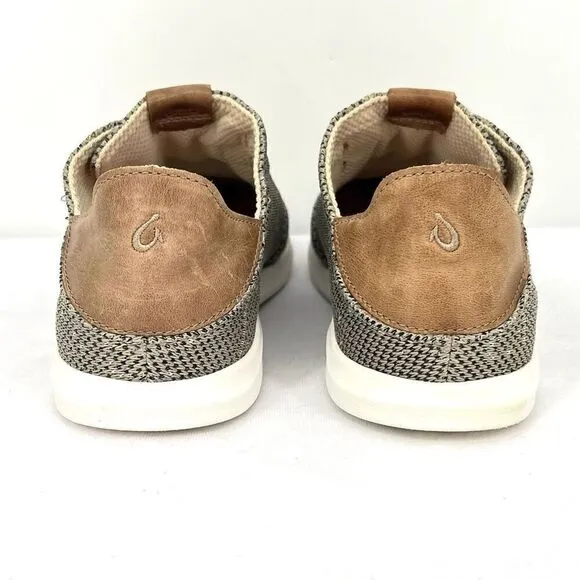 OluKai Hale'Iwa Li Ha'a Silt Knit Mesh Leather Slip On Bungee Laced Sneaker 7.5