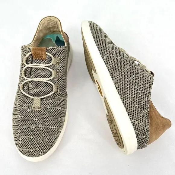 OluKai Hale'Iwa Li Ha'a Silt Knit Mesh Leather Slip On Bungee Laced Sneaker 7.5