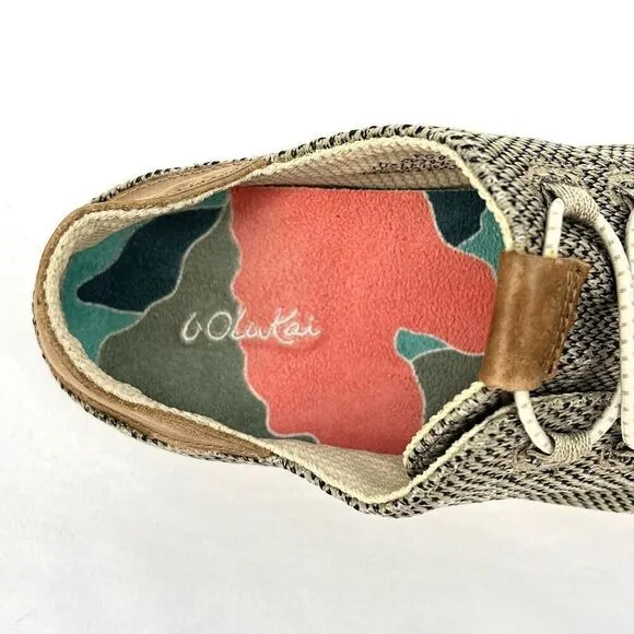 OluKai Hale'Iwa Li Ha'a Silt Knit Mesh Leather Slip On Bungee Laced Sneaker 7.5