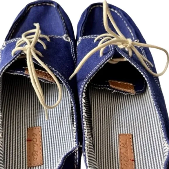Olukai Heleuma Hand Stitched Canvas Flats/Slides - Bright Blue - 8