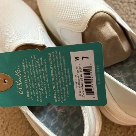 Olukai Ki‘ihele Slip-On Sneaker (Womenn) in bright white