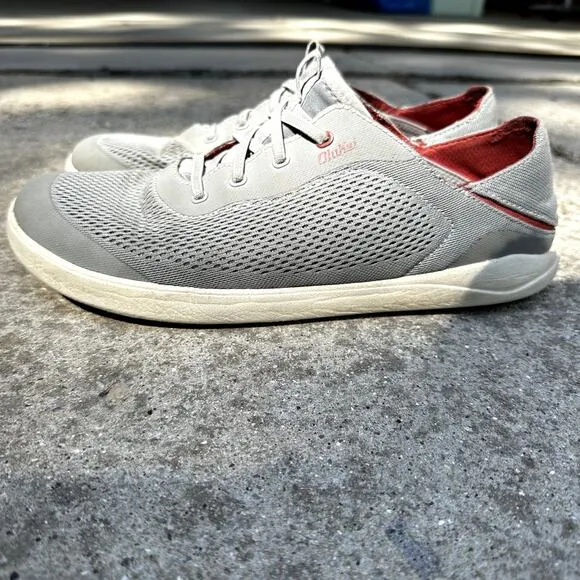 Olukai Moku Pa'e Sneakers Low Top Breathable Knit Removable Insole Gray 10.5