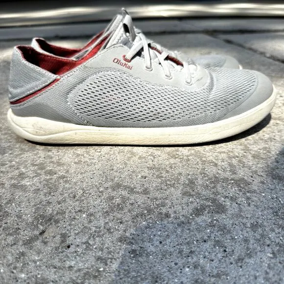 Olukai Moku Pa'e Sneakers Low Top Breathable Knit Removable Insole Gray 10.5